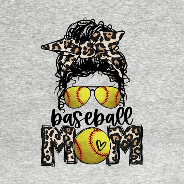 Softball Mom Leopard   Messy Bun Softball Mom by Wonder man 